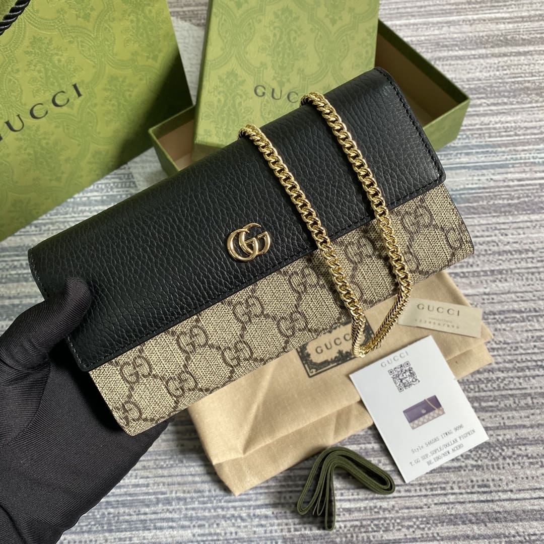 GG Marmont bi-color chain wallet