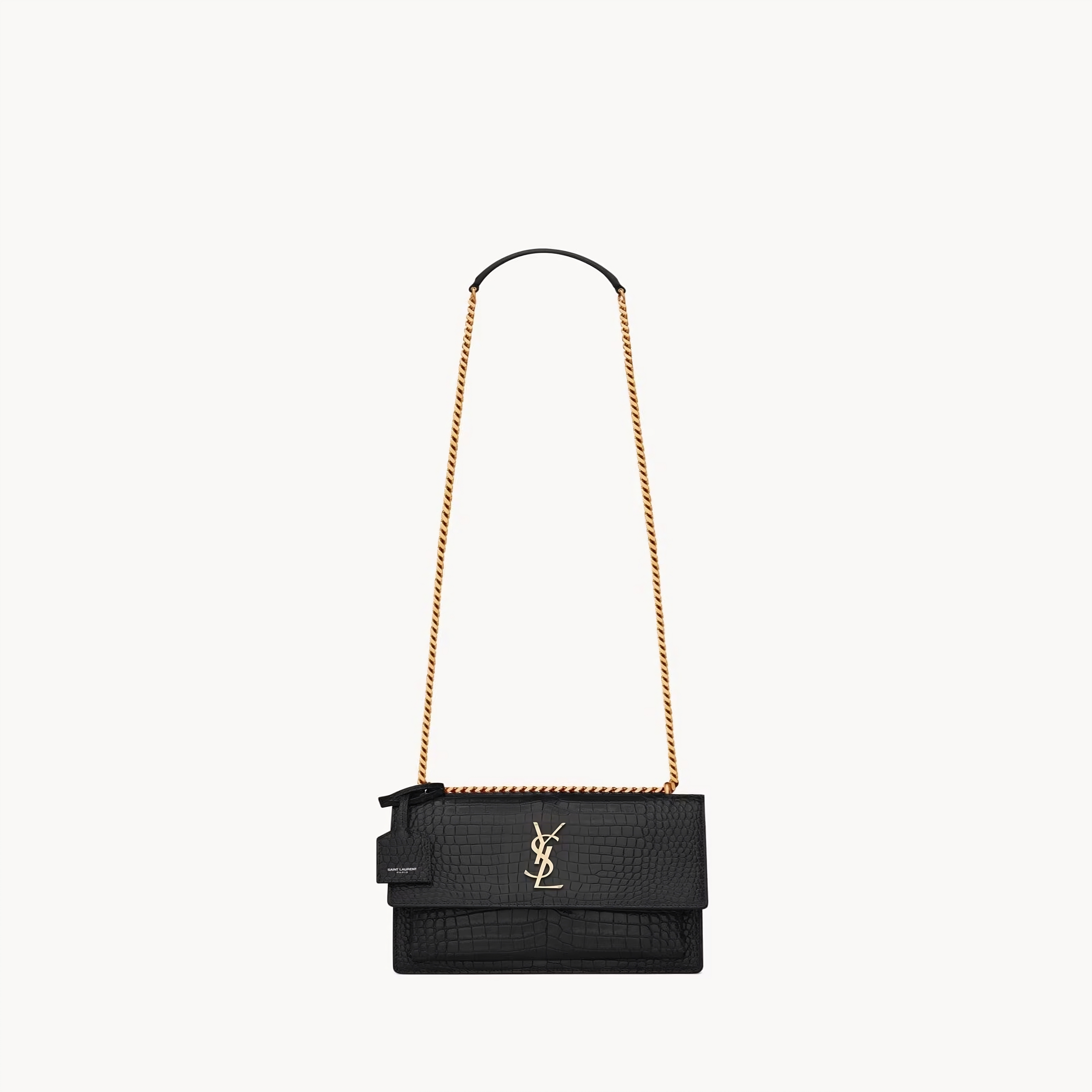 YSL  SUNSET MEDIUM IN CROCODILE-EMBOSSED LEATHER